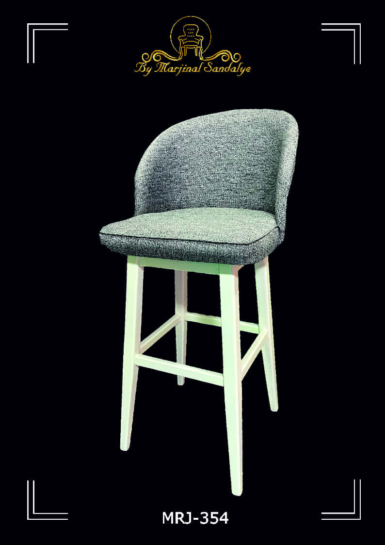 ByMarjinal Sandalye MRJ 354 Beyaz Ahsap Ayakli Koyu Gri Kumasli Sirt Destekli Cafe Bar Sandalyeleri Modelleri